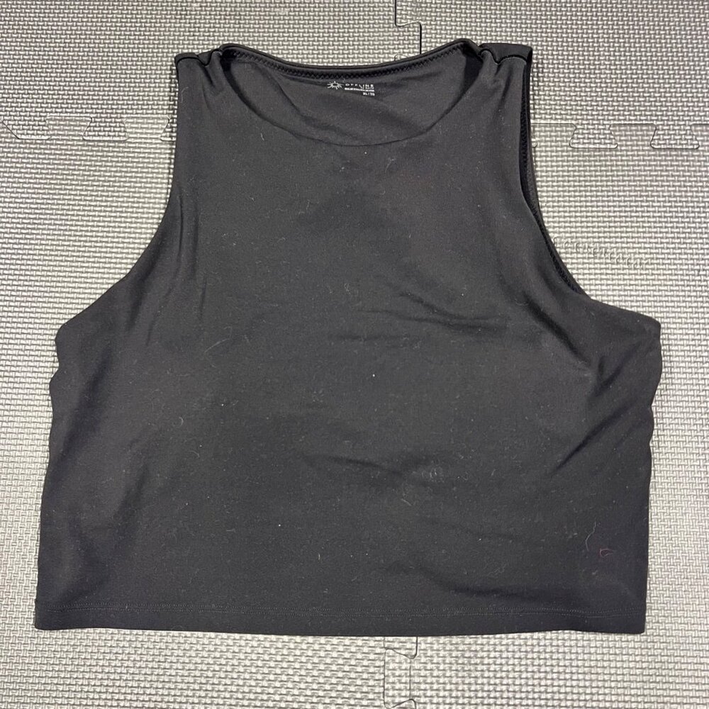 Offline By Aerie Black High-Neck Cropped Tank Top XL